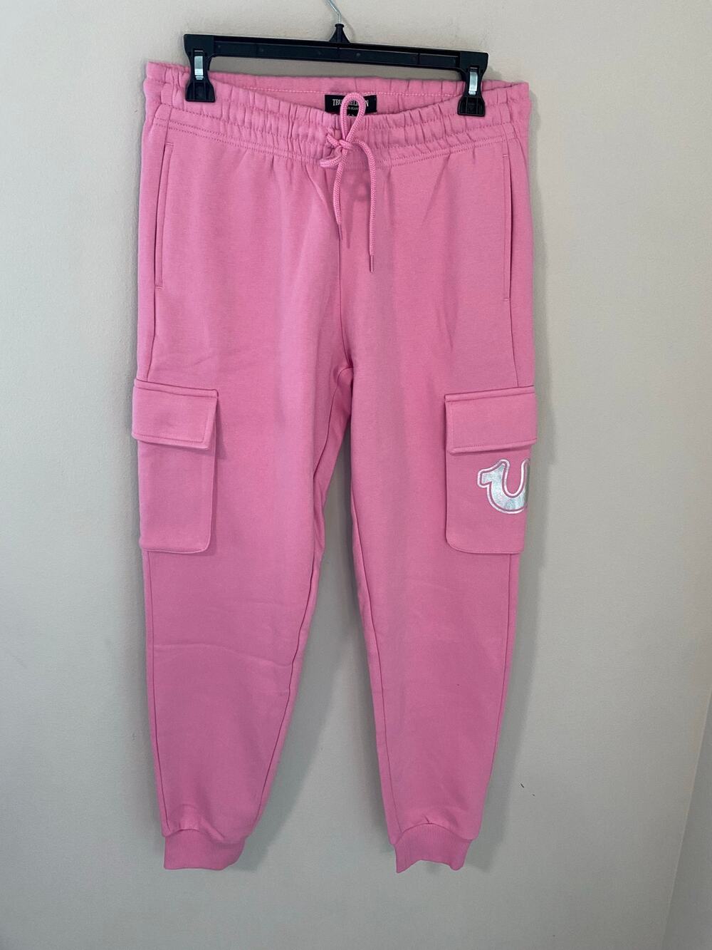 True Religion Foil HS Cargo Jogger Pink Cargo Sweatpants Size S NWT